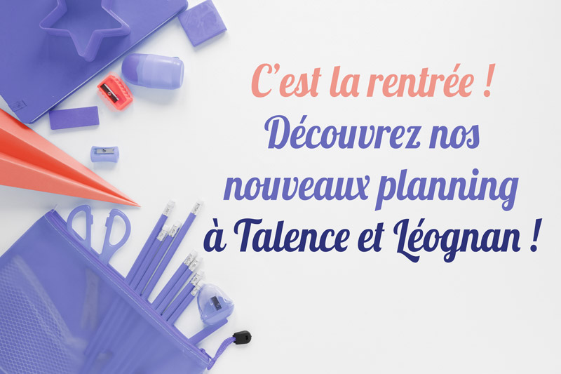 Nouveaux planning de la rentrée 2019